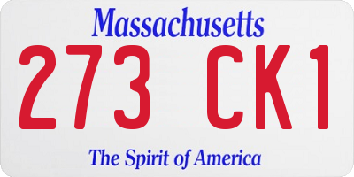 MA license plate 273CK1