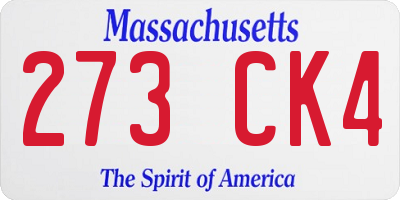 MA license plate 273CK4