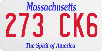 MA license plate 273CK6