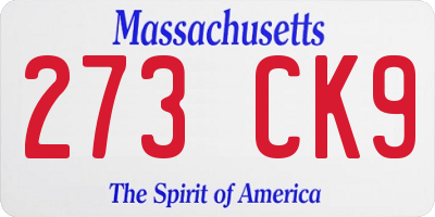MA license plate 273CK9
