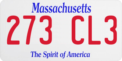 MA license plate 273CL3