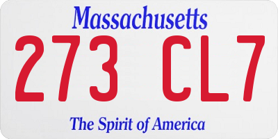 MA license plate 273CL7