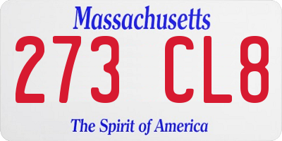 MA license plate 273CL8