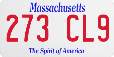 MA license plate 273CL9