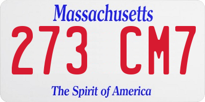 MA license plate 273CM7
