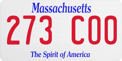 MA license plate 273CO0