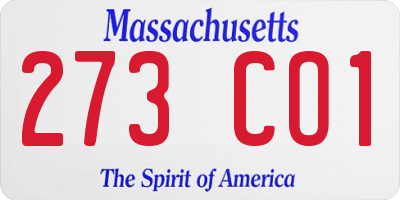 MA license plate 273CO1