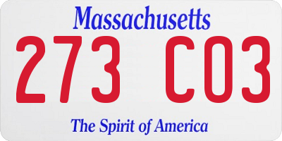 MA license plate 273CO3