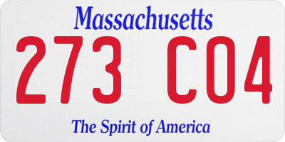 MA license plate 273CO4