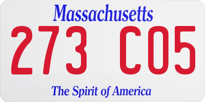 MA license plate 273CO5