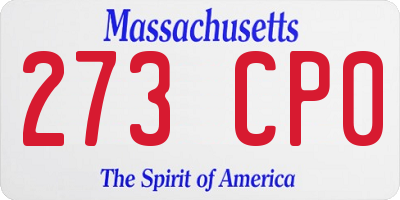 MA license plate 273CP0