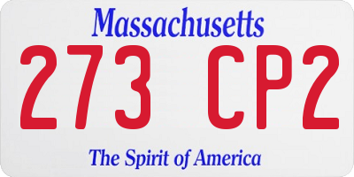 MA license plate 273CP2