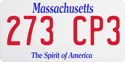 MA license plate 273CP3
