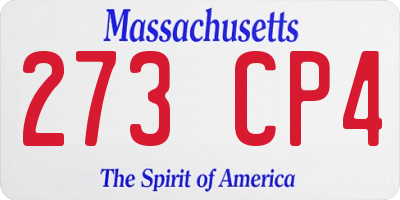 MA license plate 273CP4
