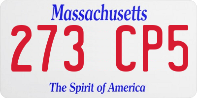 MA license plate 273CP5