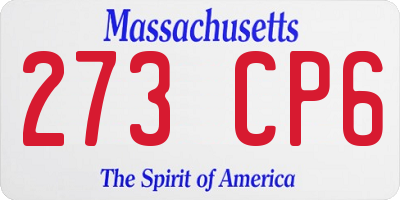 MA license plate 273CP6