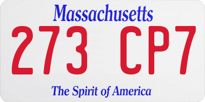 MA license plate 273CP7