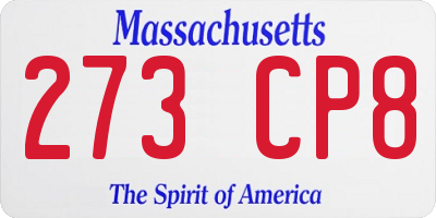 MA license plate 273CP8