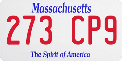 MA license plate 273CP9