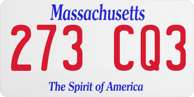 MA license plate 273CQ3