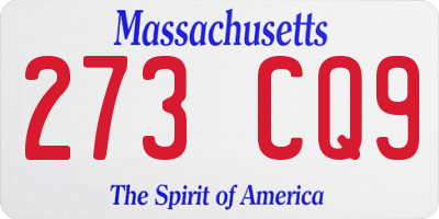 MA license plate 273CQ9