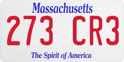 MA license plate 273CR3