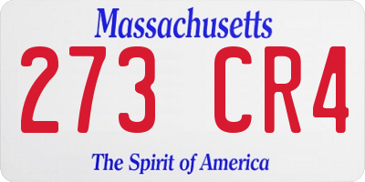 MA license plate 273CR4