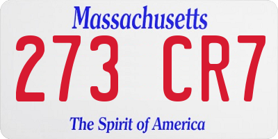 MA license plate 273CR7