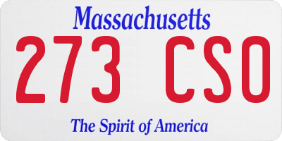 MA license plate 273CS0