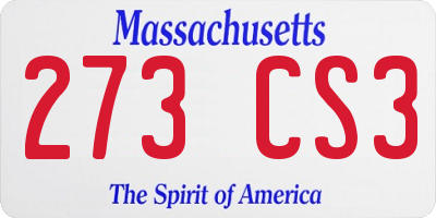 MA license plate 273CS3