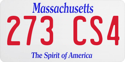 MA license plate 273CS4