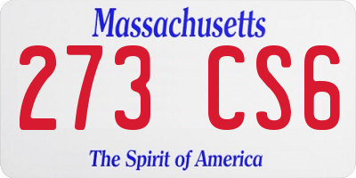 MA license plate 273CS6