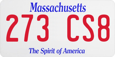 MA license plate 273CS8
