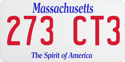MA license plate 273CT3