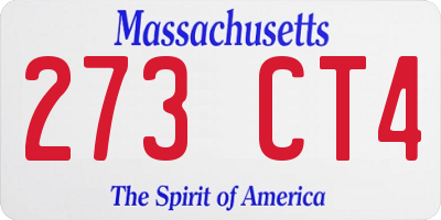 MA license plate 273CT4