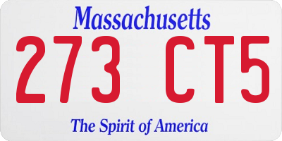 MA license plate 273CT5