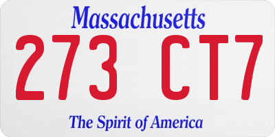 MA license plate 273CT7
