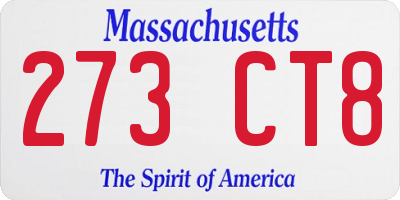 MA license plate 273CT8