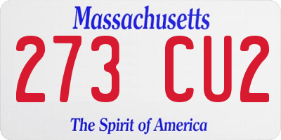 MA license plate 273CU2