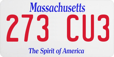 MA license plate 273CU3