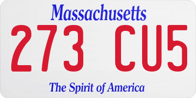MA license plate 273CU5