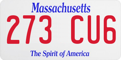 MA license plate 273CU6