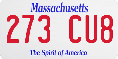 MA license plate 273CU8