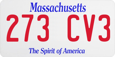 MA license plate 273CV3