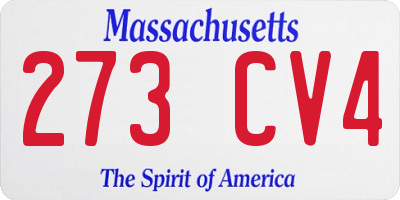 MA license plate 273CV4