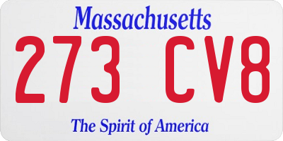 MA license plate 273CV8