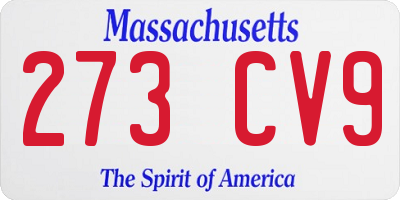 MA license plate 273CV9