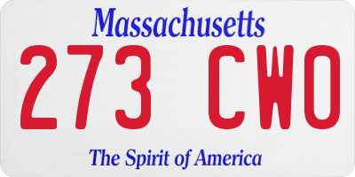 MA license plate 273CW0