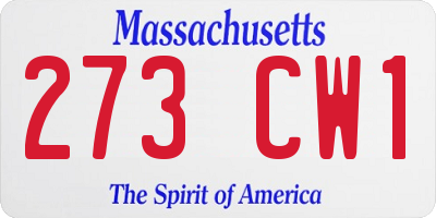 MA license plate 273CW1