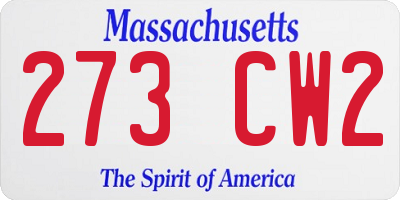 MA license plate 273CW2